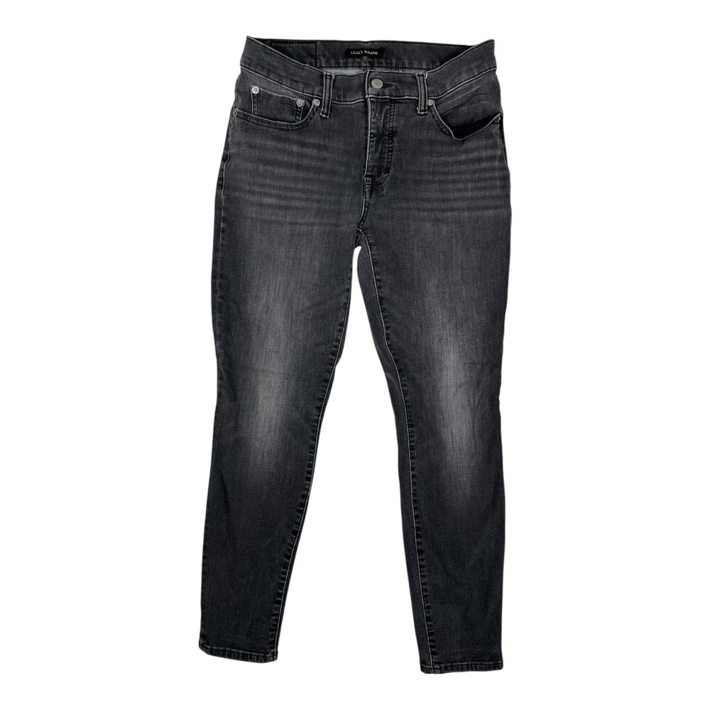 Lucky Brand Jeans Women's 6/28 Black Ava Mid Rise Skinny Ankle Stretch Denim